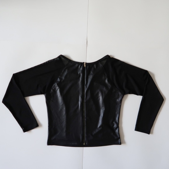 Black Sheer and Pleather Charlotte Russe Top - Picture 2 of 4
